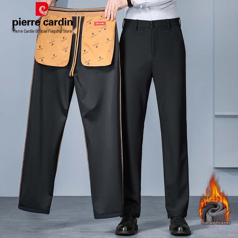 Мужские повседневные брюки Pierre Cardin Plus с бархатной подкладкой, утолщенные, эластичные, прямого кроя