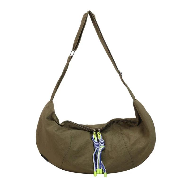 Простая и элегантная однотонная нейлоновая сумка через плечо, новая сумка через плечо с мягкой молнией, многофункциональная сумка для поездок на работу