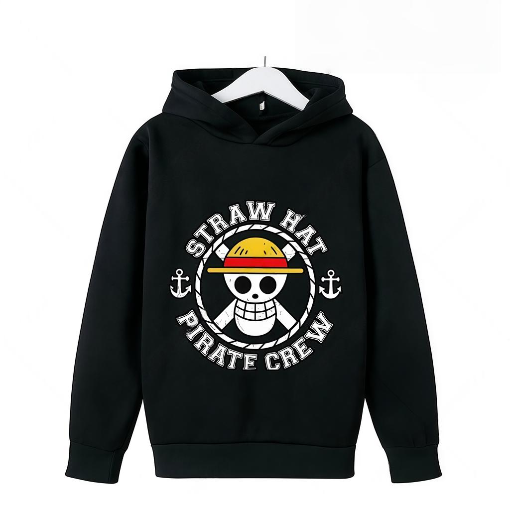 One Piece Kids Cute Cartoon Thick Hoodie Luffy Anime Hoodie Fashion Clothing for Boys and Girls Birthday Gifts
