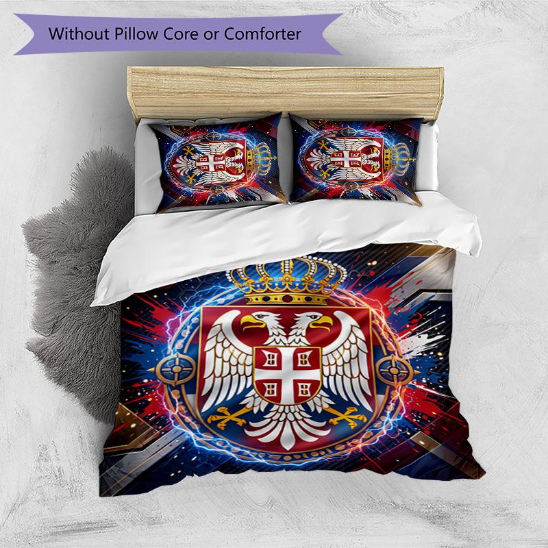 Serbia Printed Bedding 3 Piece Set Cozy Breathable Bed Cover Set as Housewarming Holiday Gift