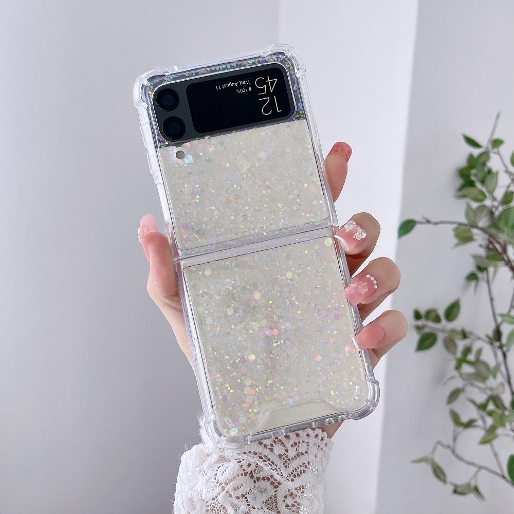 Для Samsung Galaxy Z Flip 6 5 4 3 ZFlip6 чехол Fantasy Sequin Прозрачный складной для Flip4 Ударопрочный защитный жесткий задний чехол