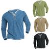 Cotton Small V-neck T-shirts Men's Casual T-shirt Fall Winter Long-sleeved Comfortable Soft Stretch Henley Shirt Men Pullover