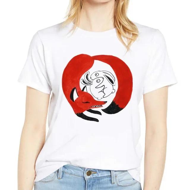 Womens White Tshirt ShortSleeved round Neck Fashion Dog Animal Print Harajuku Kawaii Top Casual Streetwear