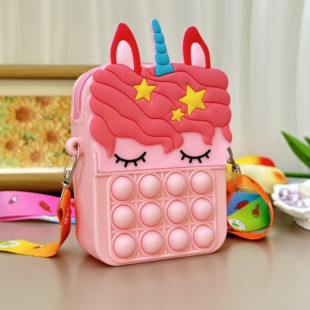 Unicorn Crossbody Bag Girl Crossbody Bag Toy Anti stress Simple Dent Stress Relief Children's Coin Wallet Decompression Toy