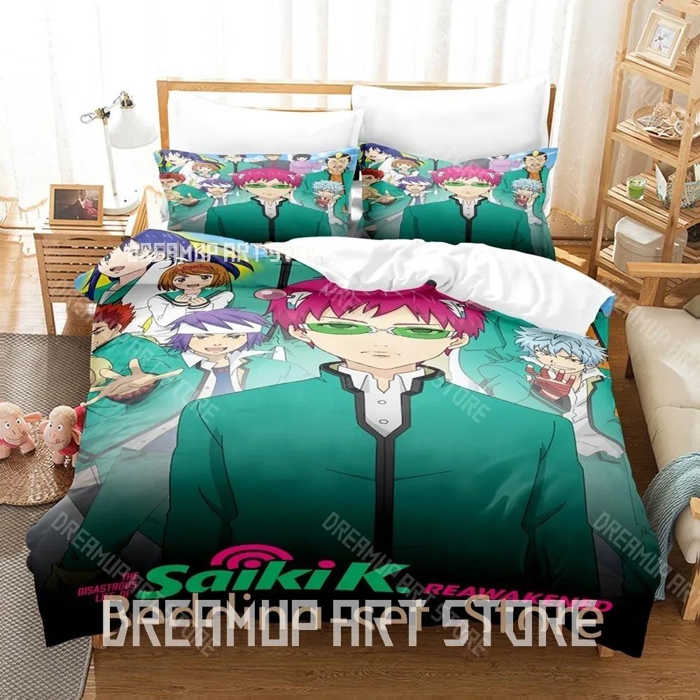 3D Печать Saiki K Комплект постельного белья Односпальный Полуторный Двуспальный Queen King Размер Комплект постельного белья Взрослый Детская Спальня Комплекты пододеяльников Аниме Простыня