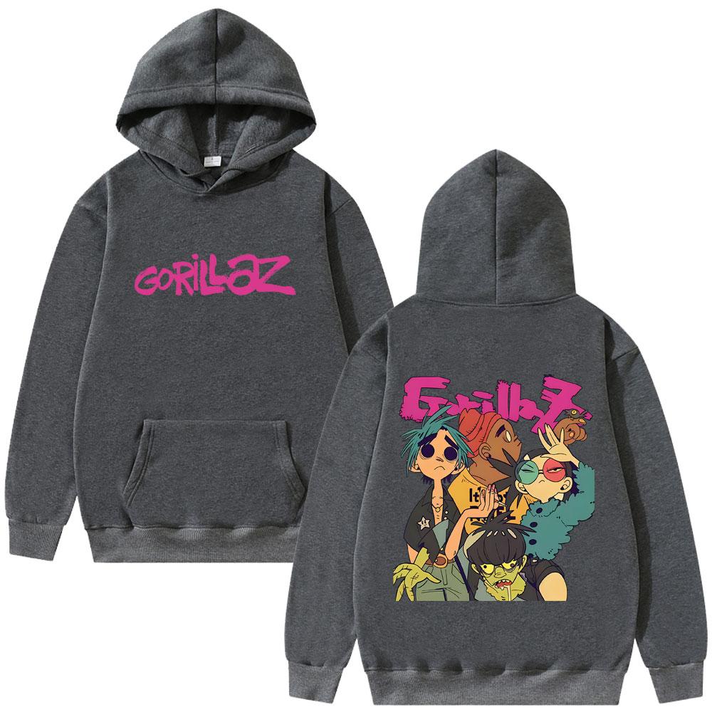 Худи Gorillaz Мужское Женское Хип-Хоп Мода Оверсайз Флисовые Худи Мужская Готика Рок Альтернативная Толстовка с Капюшоном