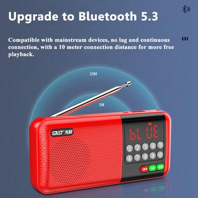 Мини FM-радио со светодиодным дисплеем, цифровые радиоприемники, беспроводной Bluetooth-динамик с фонариком, поддержка карт TF, USB, 3,5 мм для наушников, воспроизведение