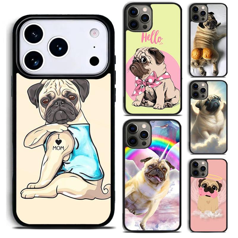 Angel Pug Phone Case For iPhone 17 16 15 14 13 12 11 Pro Max Plus 17Air Soft Silicone Cover