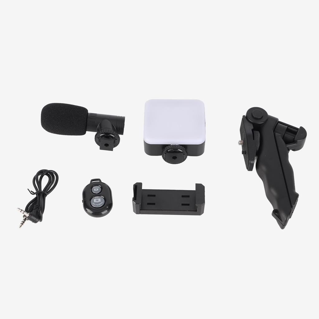 Smartphone Video Vlog Kit LED Fill Light Tripod Microphone Comtroller Noise Reduction for Phone Camera Computer
