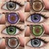 2 шт. Цветные косплей контактные линзы для глаз Цветные модные розовые контактные линзы Фиолетовые косметические зрачки Годовые красные линзы