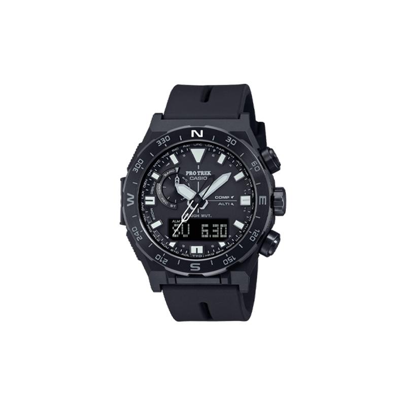 Casio CASIOPRO Серия TREK-Дисковый Двойной Дисплей Серия Для Активного Отдыха Водонепроницаемые и Ударопрочные Черный Кварцевый Механизм Силиконовый Ремешок PRW-6800Y-1JF-person