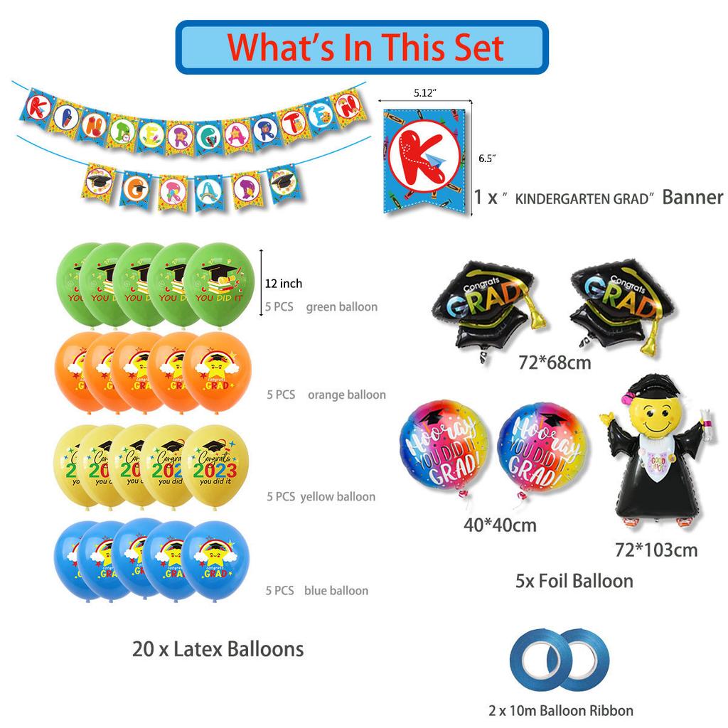 Набор воздушных шаров для украшения вечеринки в сезон выпускных у детей, флаг для церемонии выпуска в детском саду, оформление класса