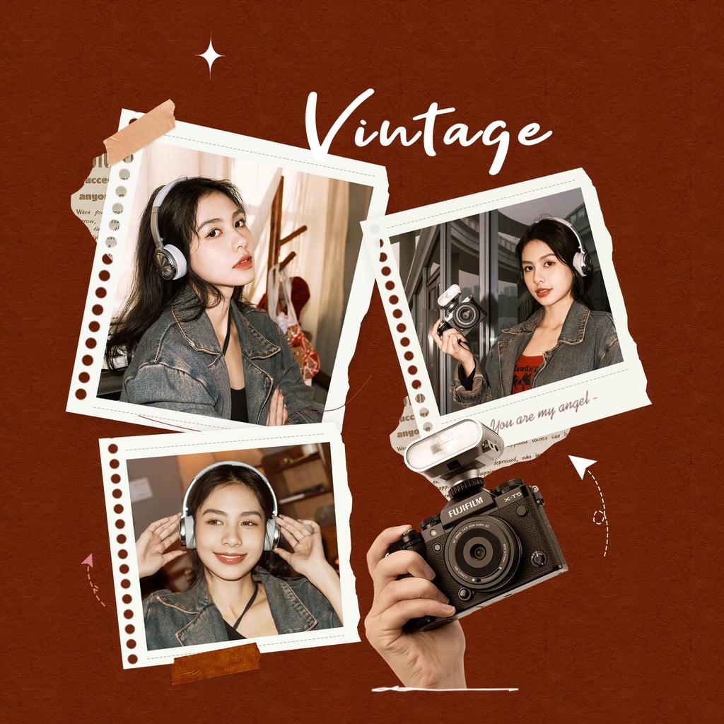 VILTROX Vintage Camera Retro Compact Color Temperature 28mm Focal Rechargeable Compatible with with Z1+ Flash, Style, Strobe, GN12, S1/S2 Dimming,