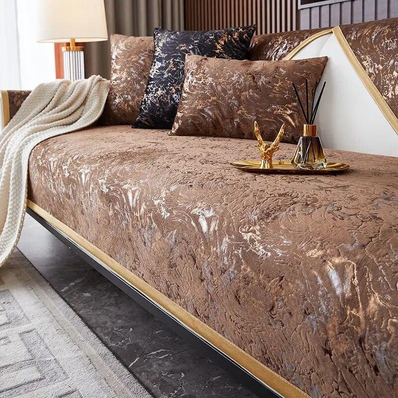 Luxury Bronzing Sofa Cover for Living Room All Inclusive Non-Slip Sofa Cushion Mat Couch Towel Sectional Couch Cover Home Decor