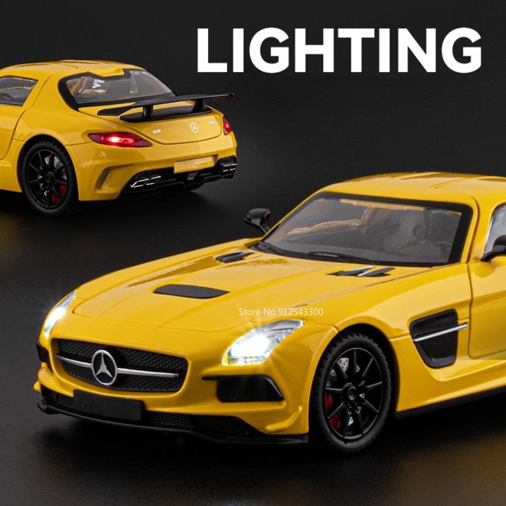 1:24 SLS GTR F1 Safety Sports Car Model Toy Alloy Diecast Sound Light Doors Opened Miniature Vehicle Models Collection Gifts
