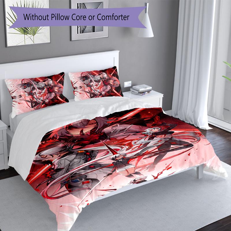 3pcs Genshin Impact characters pattern bedding set duvet cover set includes duvet cover &pillowcases, perfect all season bedroom decoration & gift