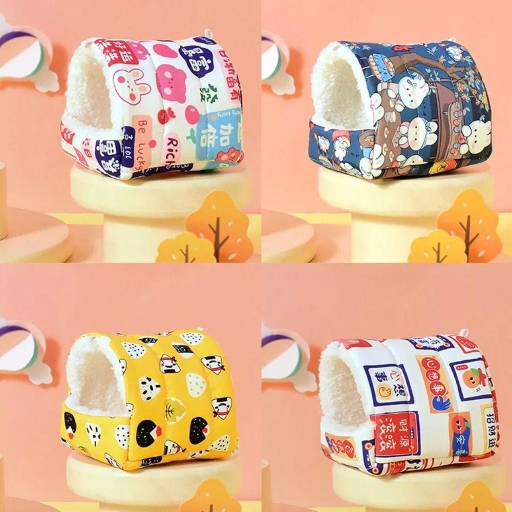 Утолщенный домик для хомяка из хлопка, плюшевая палатка для морской свинки, милые укрытия для хорьков, зима