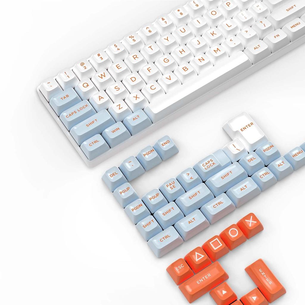 Gaming Keycap PBT Double Shot Two Color Molding 149 Keys White Salmon Pink Blue ASA Profile Suitable for Keyboard Cherry Switch MX Structure Switch