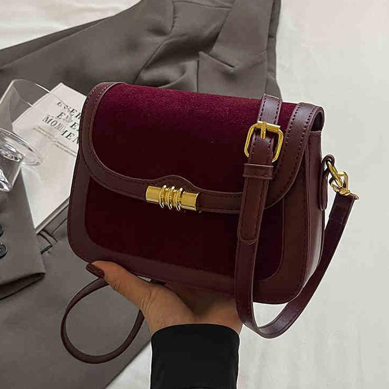 Винтажные сумки через плечо из нубуковой кожи, осенне-зимние женские небольшие сумки на одно плечо, модные простые универсальные квадратные сумки