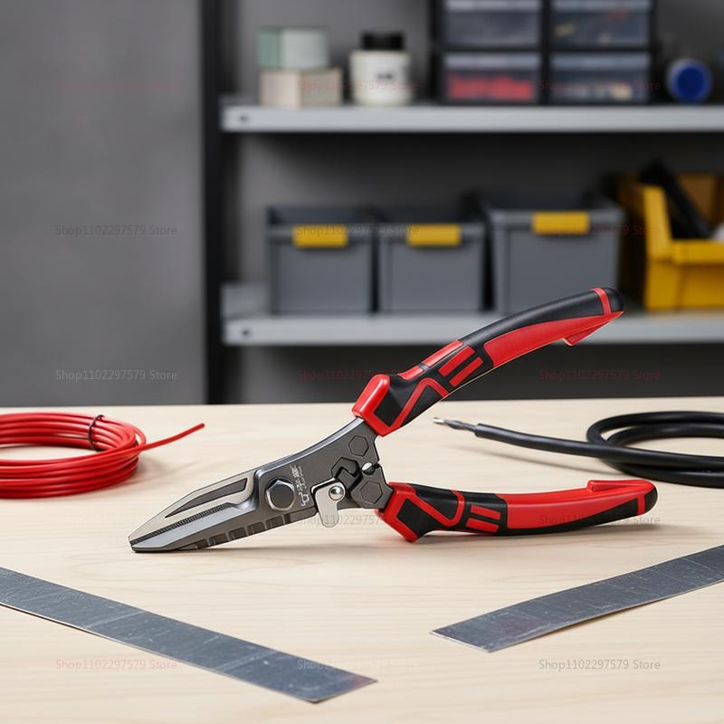 Multi-Functional Electrician Scissors Crimping, Cutting & Wrench Feature, Heavy-Duty Shears for Metal Sheet & Cable