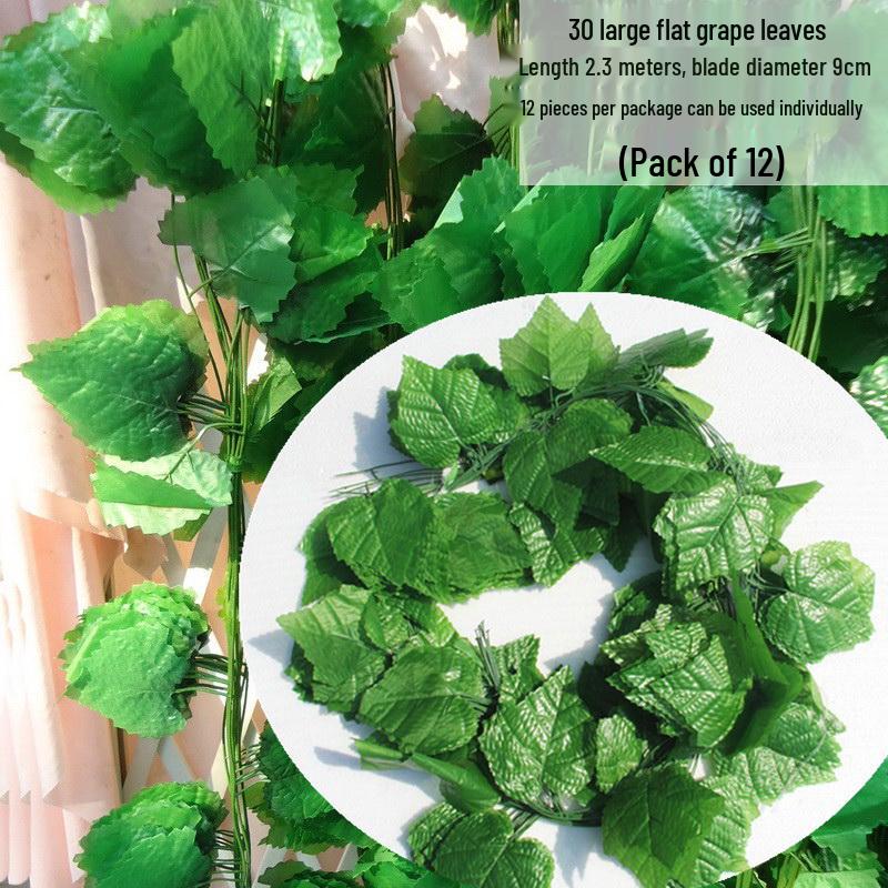 Большая декоративная виноградная лоза с листьями - Искусственная гирлянда с фруктами для стены, потолка или трубы с зелеными листьями деревьев