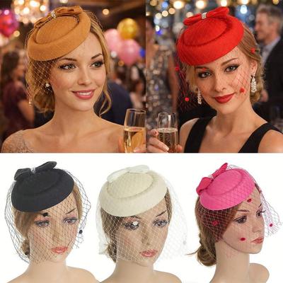 Фетровая повязка-fascinator, сетчатые ленты, головной убор, модная женская винтажная шляпа-повязка, свадебная