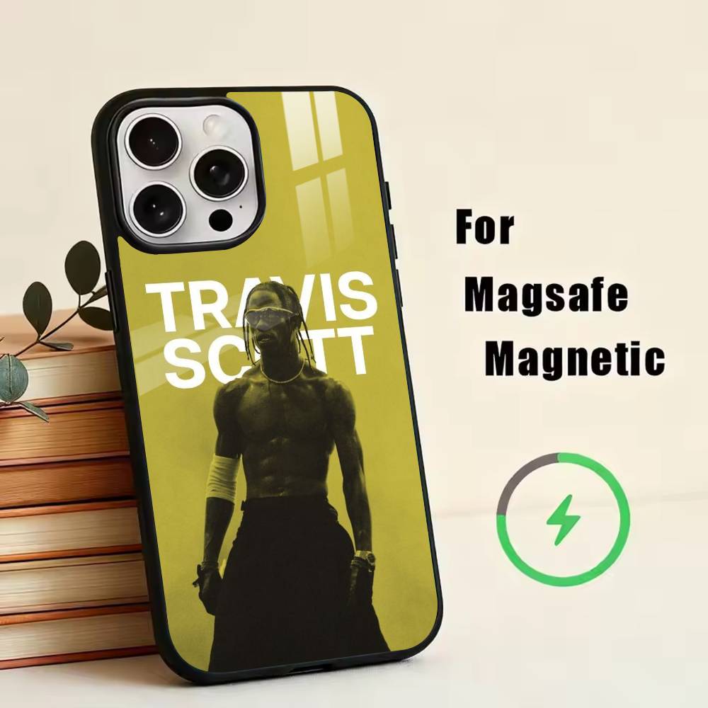 Чехол для телефона T-Travis S-Scott для iPhone 17, 16, 15, 14, 13, 12, 11 Plus, Pro, магнитный, для беспроводной зарядки Magsafe