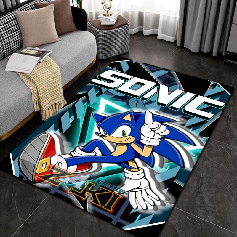 3D S Sonic c Cartoon Print Area flannel Rug Non‑Slip Soft Floor Carpet For Kids Boys Girls Bedroom Playroom Home Indoor Decor