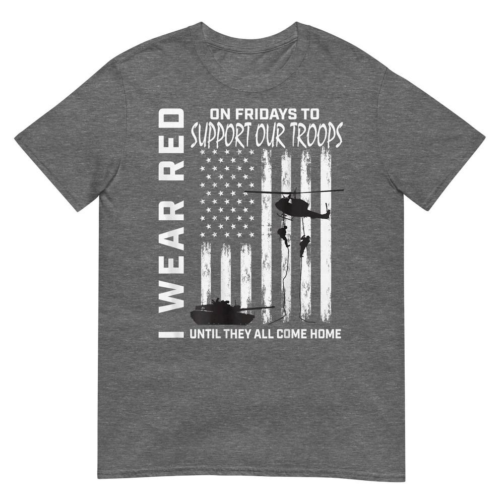 Red Friday Military Veteran Support Our Troops American Flag TShirt