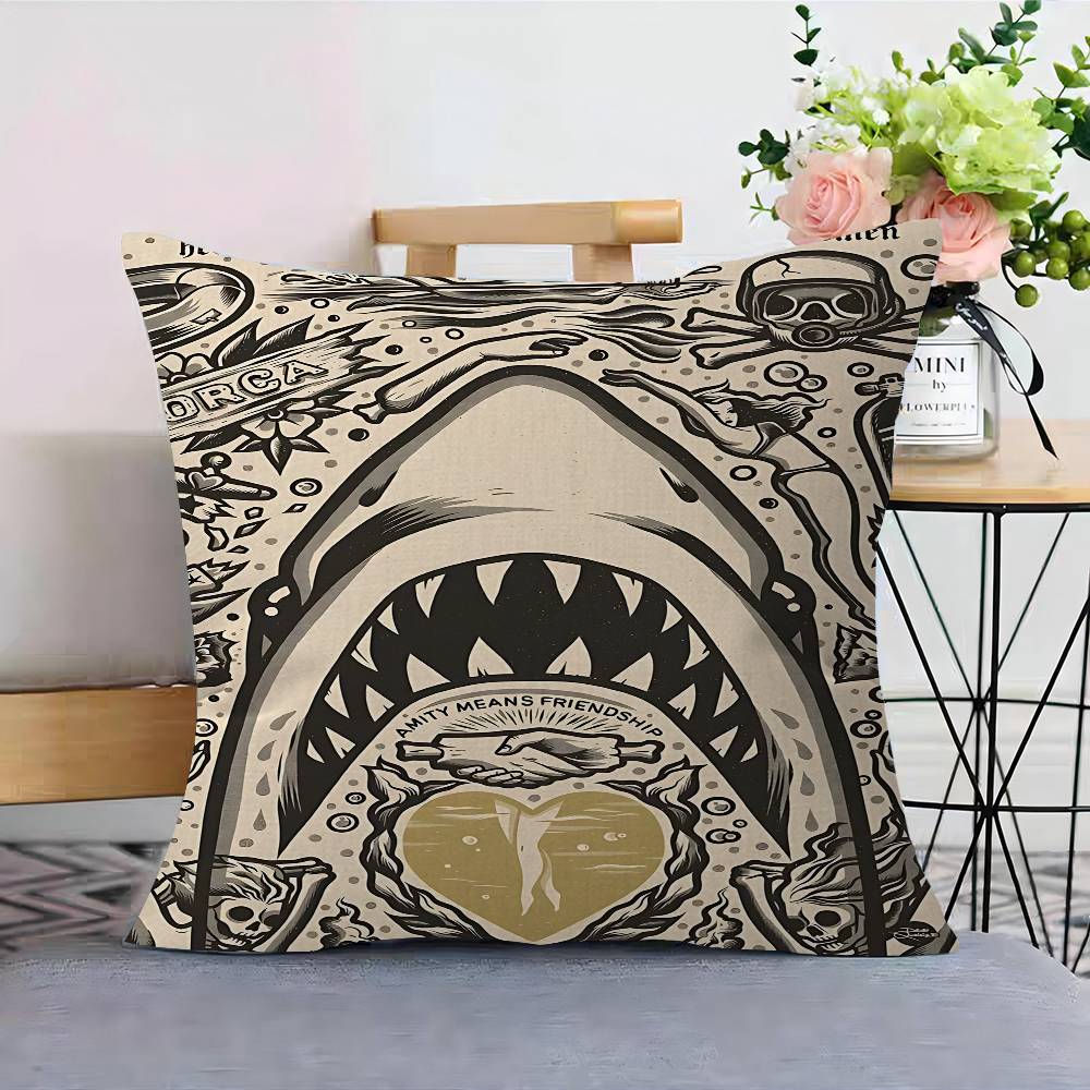 Classic Movie JAWS Series Pillow Gift Home Office Decoration Bedroom Sofa Car Cushion Cover Case x