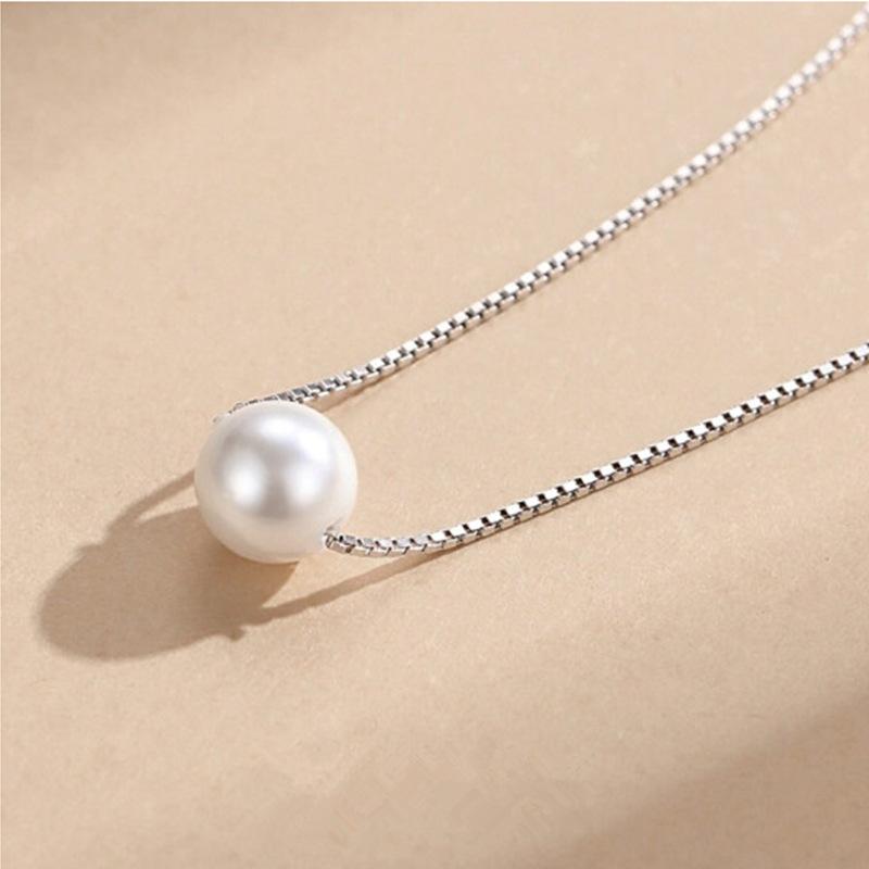 Жемчужное ожерелье из стерлингового серебра 925 пробы, жемчужное ожерелье из ракушек, цепочка в форме коробки, украшение для индивидуальности, темпераментная женская цепочка на ключицу