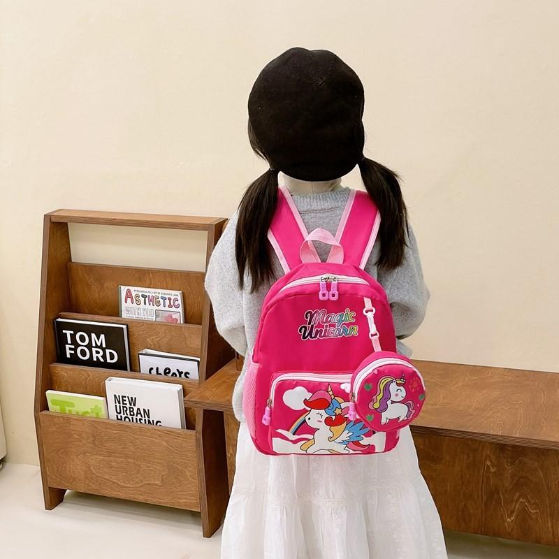 Рюкзак детский мультяшный с единорогом, из нейлона с принтом, универсальный и милый