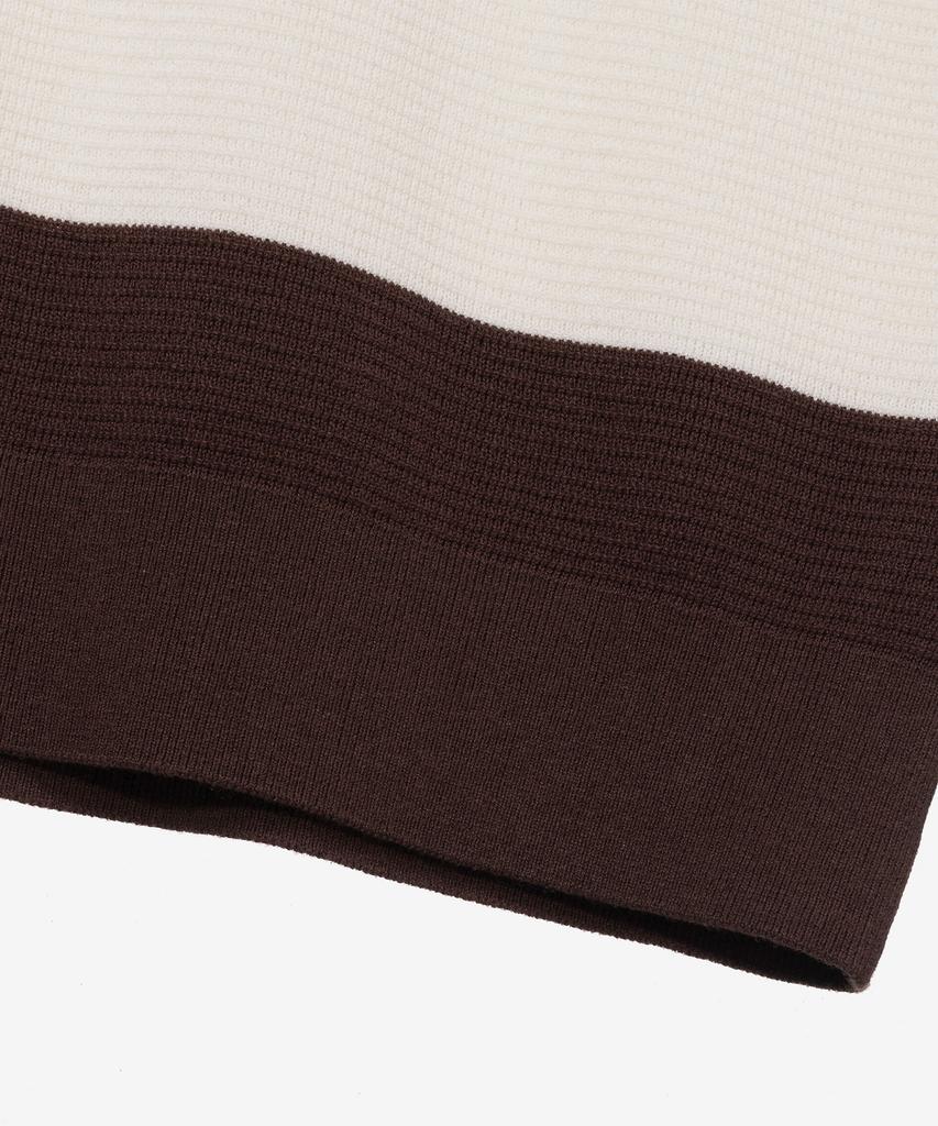 MINDBRIDGE [Couture] Стильный вязаный топ с короткими рукавами, воротником и блочным принтом, который можно стирать, полуприлегающего кроя