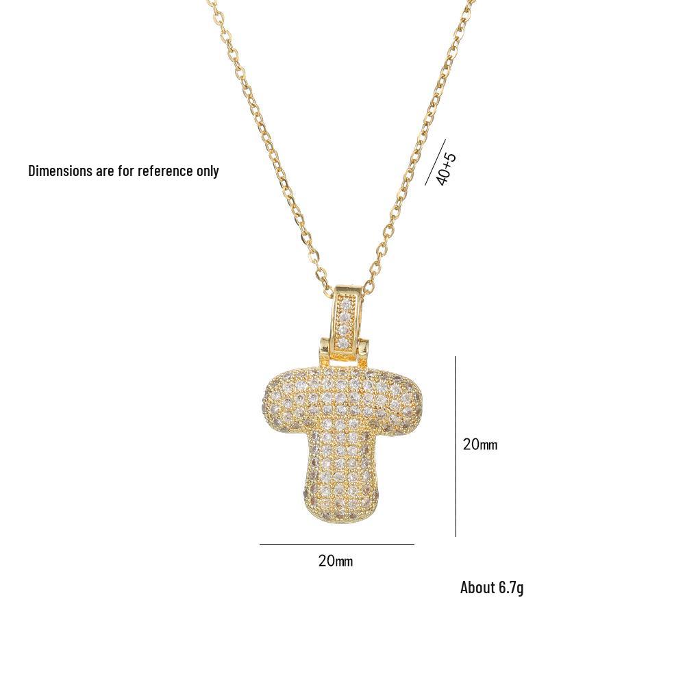 Женское ожерелье в европейском и американском стиле из меди и циркония с инициалом - Модная ключичная цепочка