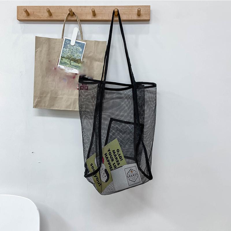Mesh Hollow Out Tote Bag Women Trendy Women's Handbag Sandy Beach Shoulder Bag Large Capacity Canvas Shoping Girl Tote sac