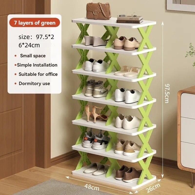 Multi-layer Space-saving Dormitory Doorway Simple Slipper Rack Foldable Plastic Storage Shoe Cabinet No-drilling Dustproof
