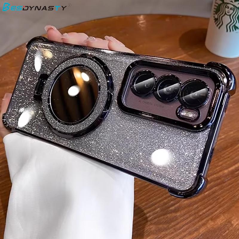 Блестящий чехол-подставка-зеркало для Samsung S25 FE S24 Ultra S23 S22 Plus A17 A07 A56 A36 A53 A55 A16 A15 Роскошная накладка