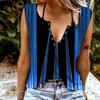 Женские майки, сексуальные летние топы без рукавов с v-образным вырезом, жилет с 3D-синим лучом света и принтом, крутые легкие топы