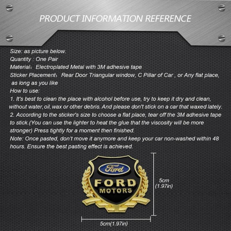 KLYD4 For Ford Focus Mondeo Kuga Fiesta Escort Mustang Explorer Excape Edge Taurus Metal Emblem 3D Car Side Sticker Motors Logo Badge
