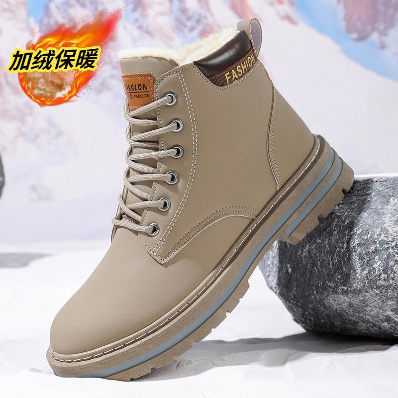 2025 зима новые бархатные утепленные мужские ботинки Мартин модный тренд мужская обувь теплые хлопковые ботинки обувь для улицы