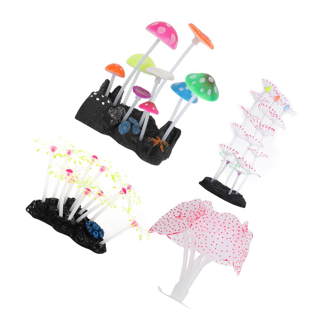 Aquarium Decoration Set Glowing Silicone Coral Decoration Luminous Aquarium Coral Ornaments