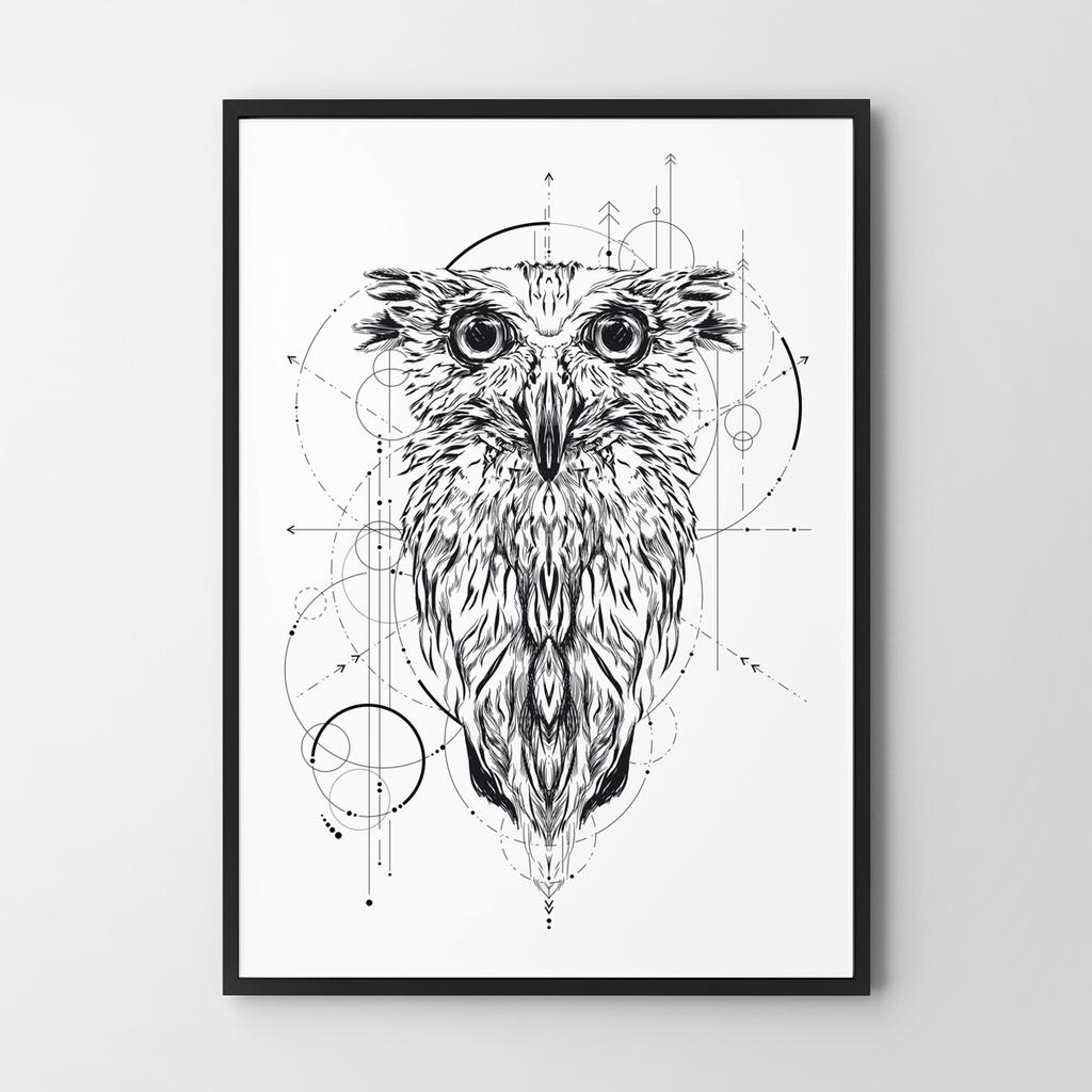Poster Portrait Owl Geometry