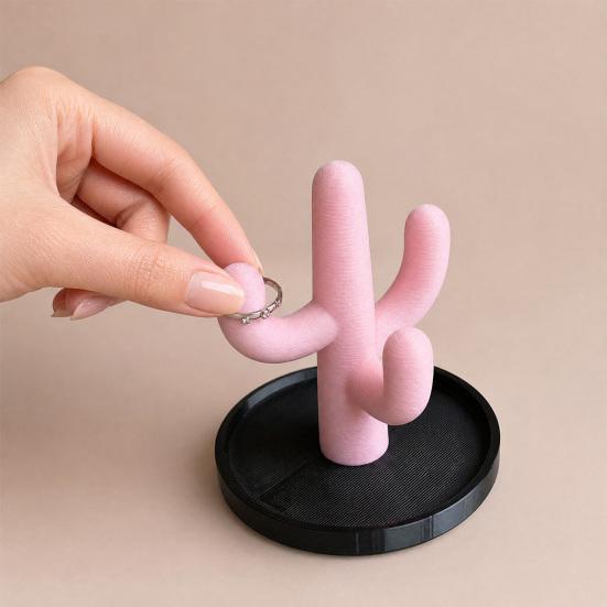 3D Printed Cactus Ring Holder Dish, Jewelry Display Organizer Stand, PLA Jewelry Tray Ornament for Rings Earrings Necklaces