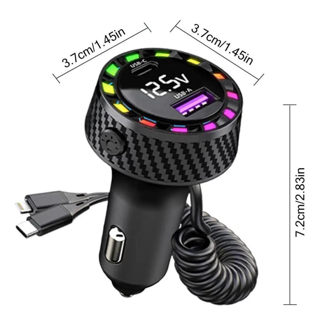 7-Color RGB Car Charger with LED Voltage Display, Dual 3.1A USB Fast Charging for All Vehicles