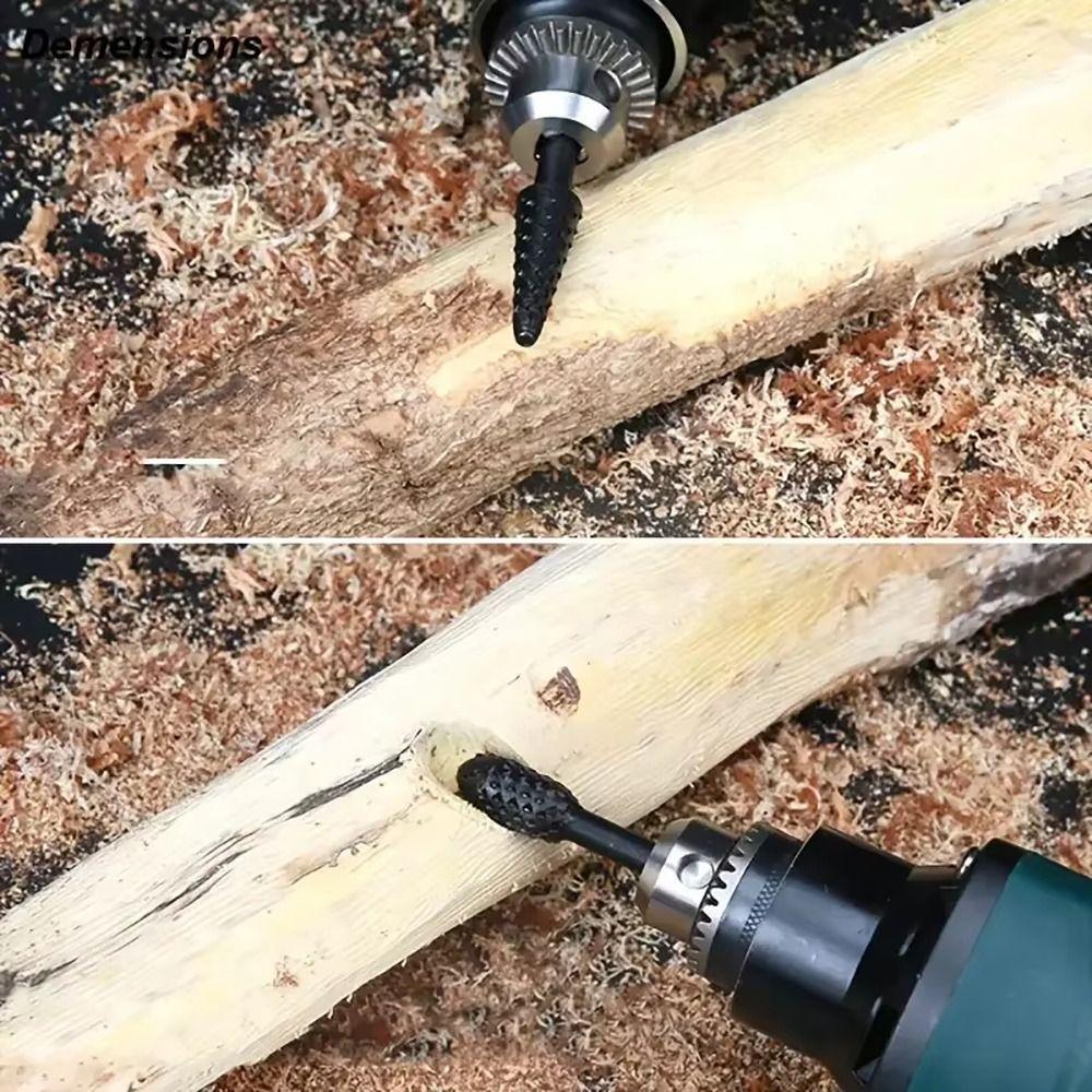 5/10Pcs Black Grey Wood Rasp File 6mm Shank Grinding Head Drill Bits for Woodworking Root Carving