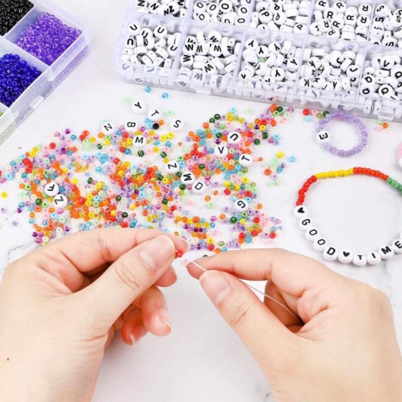 Ассорти бусин для рукоделия Бусины для браслетов Цветные мелкие стеклянные бусины для браслетов Изготовление ювелирных изделий Рукоделие