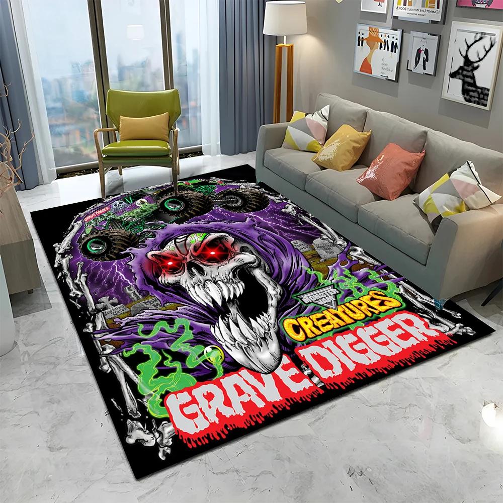 3D Monster Jam Мультяшный ковер-ковер с монстр-траком для дома, гостиной, спальни, дивана, придверный коврик, декор, детский ковер, нескользящий коврик для пола
