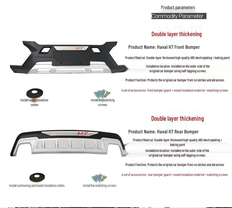 Защитные накладки на передний и задний бамперы для Great Wall Haval H5, H7, H6 (Изменено), M6 Синяя и Красная этикетка