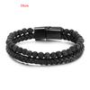 Браслет из натурального камня с вулканом и тигровым глазом для мужчин и женщин, браслет из коровьей веревки, ювелирные изделия для рук