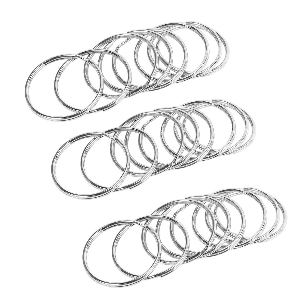 ABWR-30X Quality 50Mm Keyring Split Ring Set Heavy Duty Large Nickel Key Loop Sprung Hoop